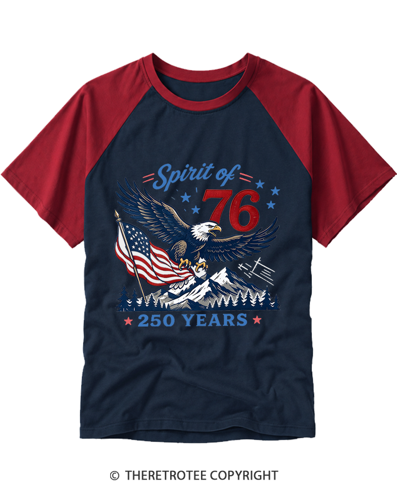 TheRetroTee Spirit Of 76 Eagle Raglan Baseball T-Shirt