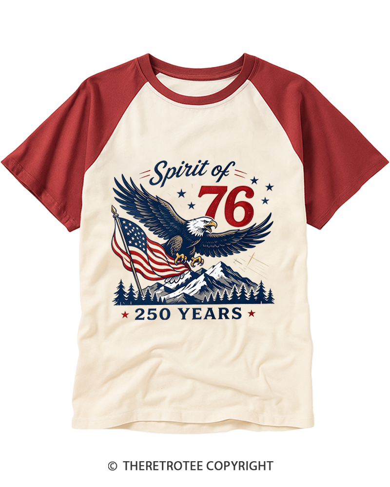 TheRetroTee Spirit Of 76 Eagle Raglan Baseball T-Shirt