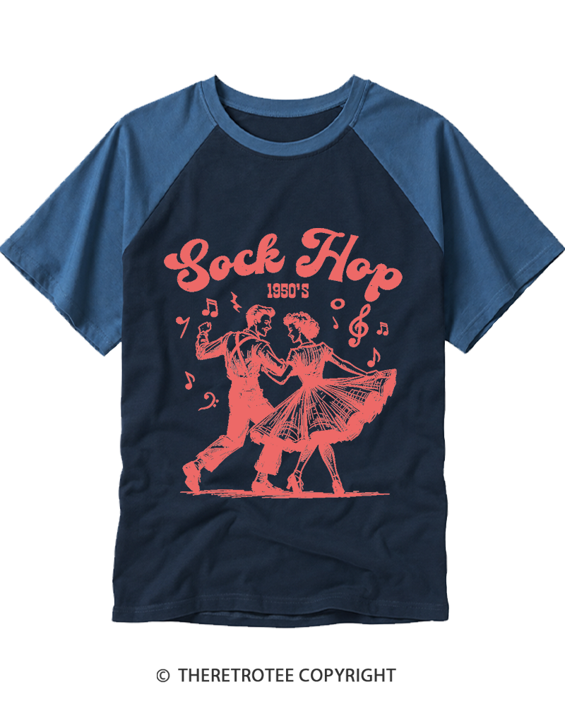 TheRetroTee Sock Hop 1950s Raglan Baseball T-Shirt