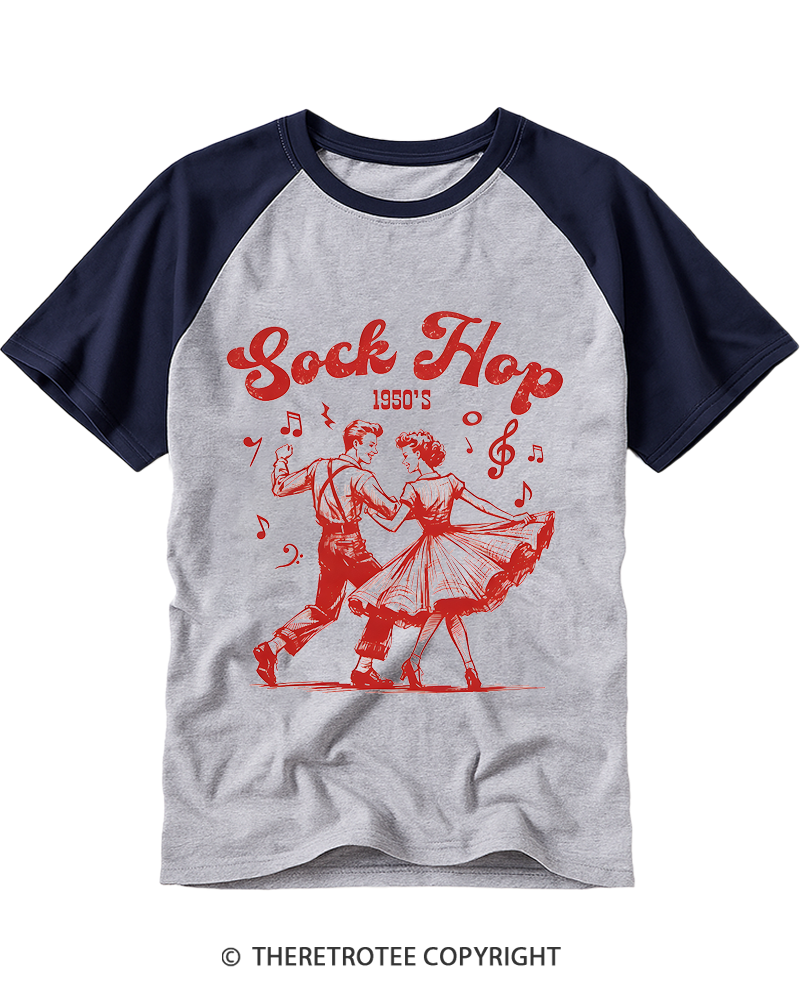 TheRetroTee Sock Hop 1950s Raglan Baseball T-Shirt