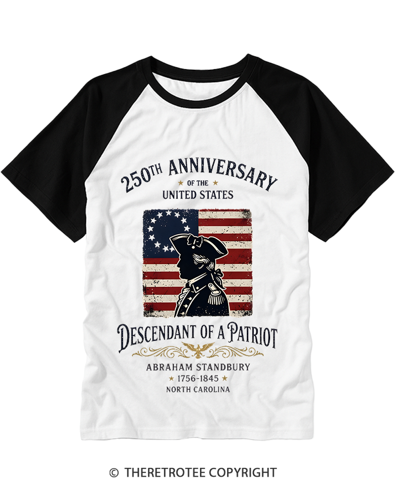 TheRetroTee Patriot's Descendant Raglan Baseball T-Shirt
