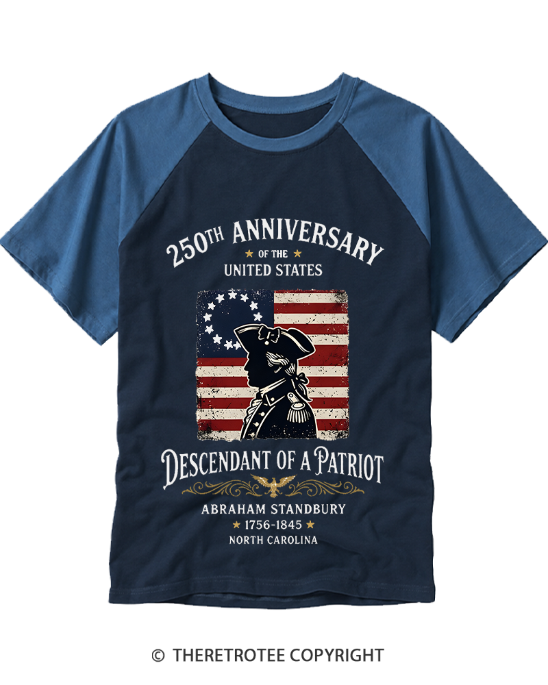 TheRetroTee Patriot's Descendant Raglan Baseball T-Shirt
