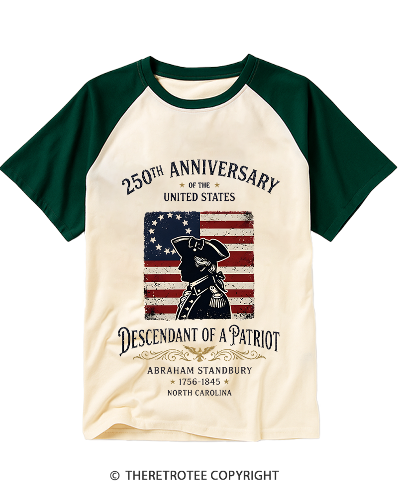 TheRetroTee Patriot's Descendant Raglan Baseball T-Shirt