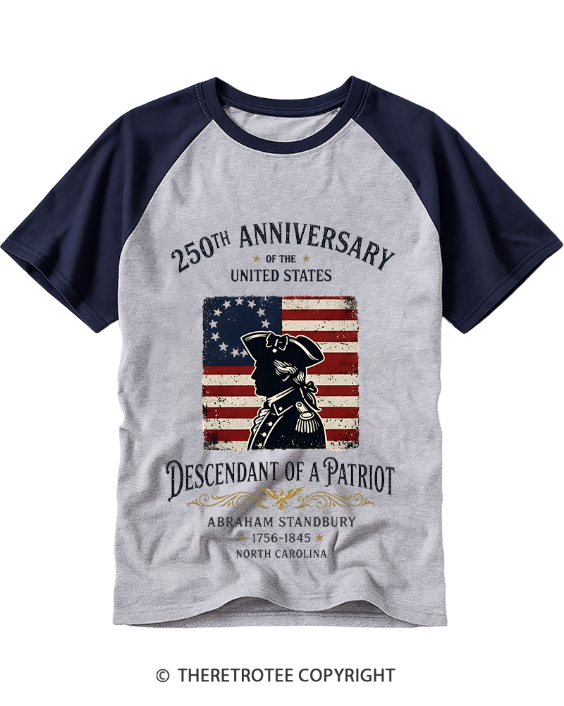 TheRetroTee Patriot's Descendant Raglan Baseball T-Shirt
