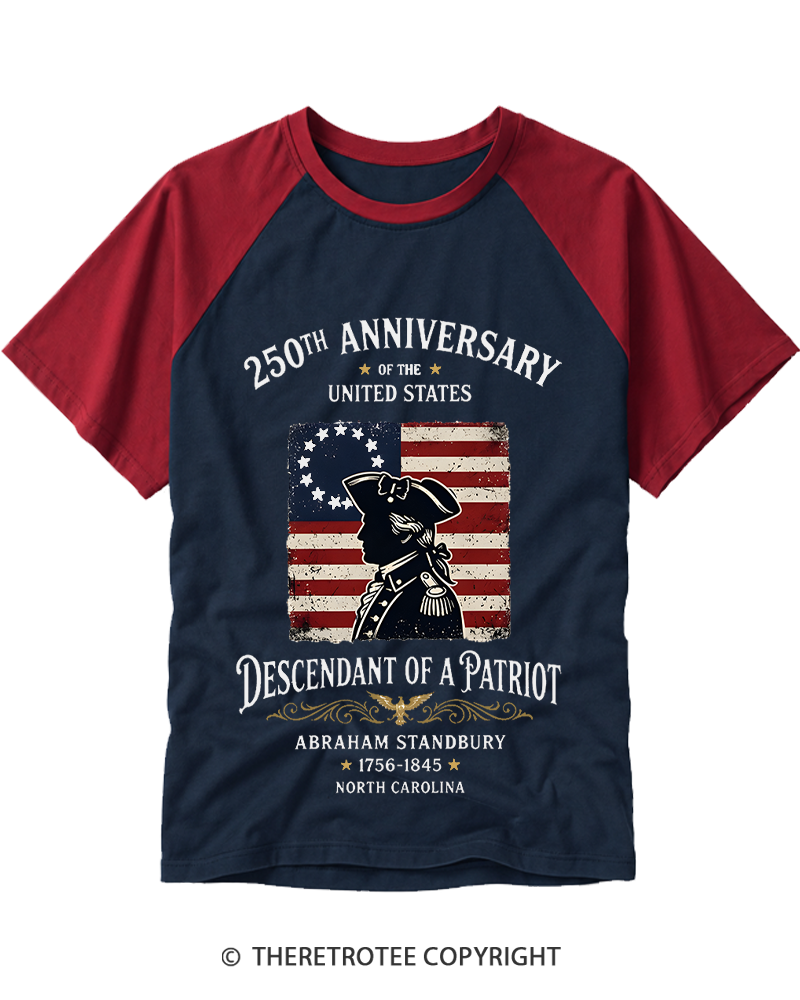 TheRetroTee Patriot's Descendant Raglan Baseball T-Shirt