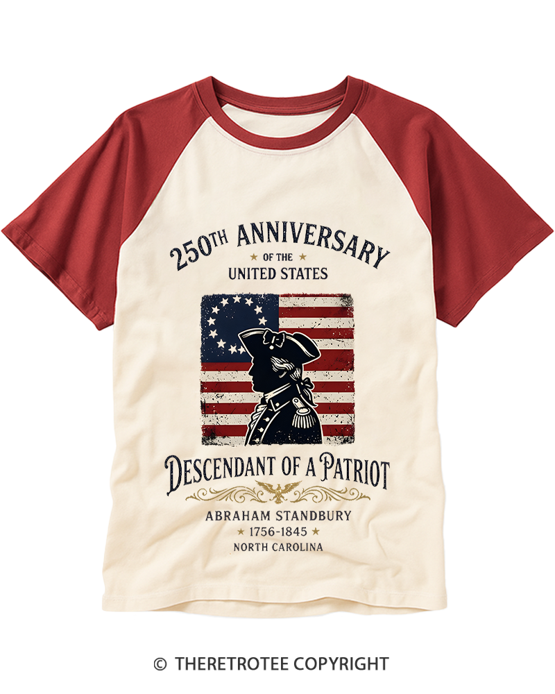 TheRetroTee Patriot's Descendant Raglan Baseball T-Shirt