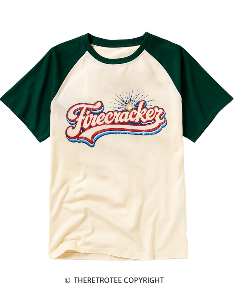 TheRetroTee Retro Firecracker Raglan Baseball T-Shirt