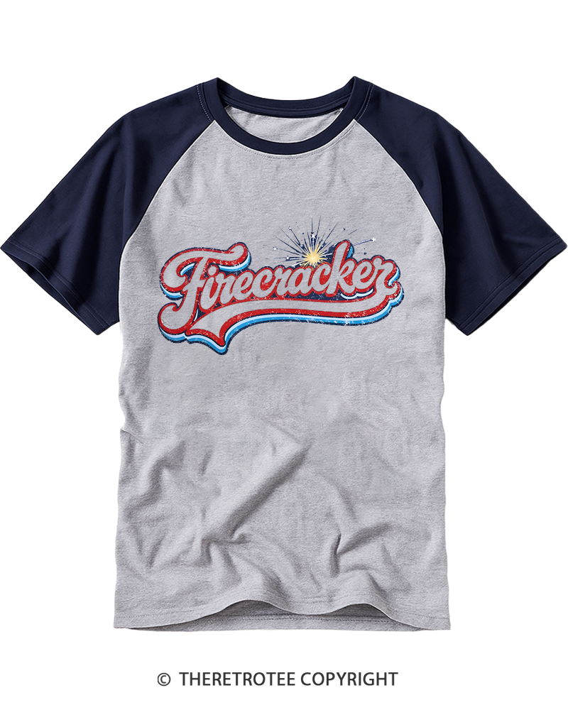 TheRetroTee Retro Firecracker Raglan Baseball T-Shirt