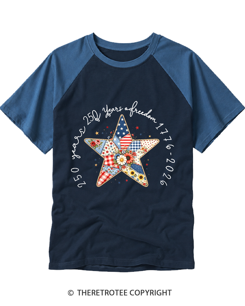 TheRetroTee 250 Years Freedom Raglan Baseball T-Shirt
