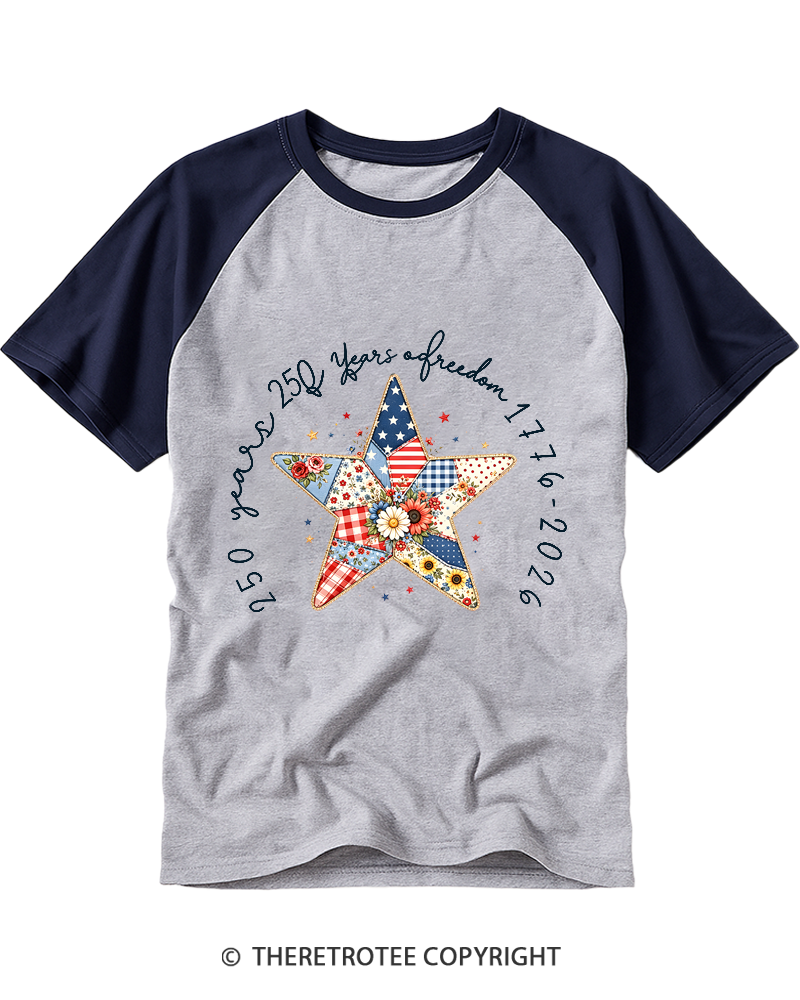 TheRetroTee 250 Years Freedom Raglan Baseball T-Shirt