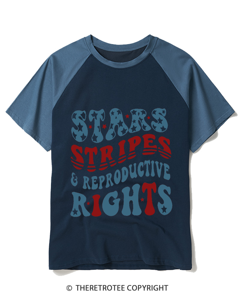TheRetroTee Stars Stripes Reproductive Rights 1970s Raglan Baseball T-Shirt
