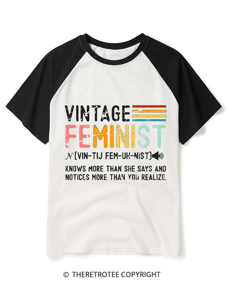TheRetroTee Vintage Feminist 1970s Raglan Baseball T-Shirt