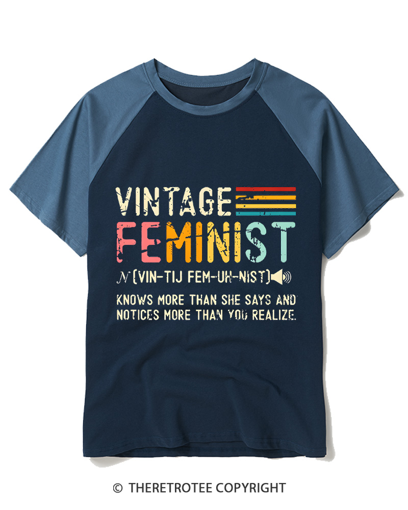 TheRetroTee Vintage Feminist 1970s Raglan Baseball T-Shirt