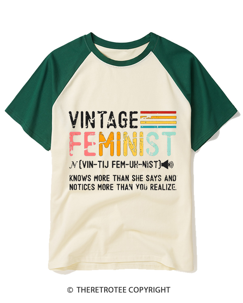 TheRetroTee Vintage Feminist 1970s Raglan Baseball T-Shirt