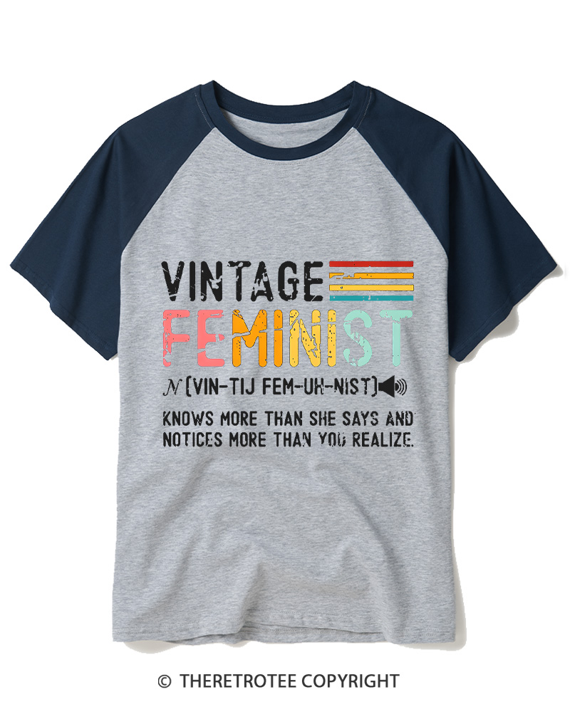 TheRetroTee Vintage Feminist 1970s Raglan Baseball T-Shirt