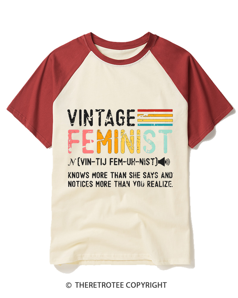 TheRetroTee Vintage Feminist 1970s Raglan Baseball T-Shirt