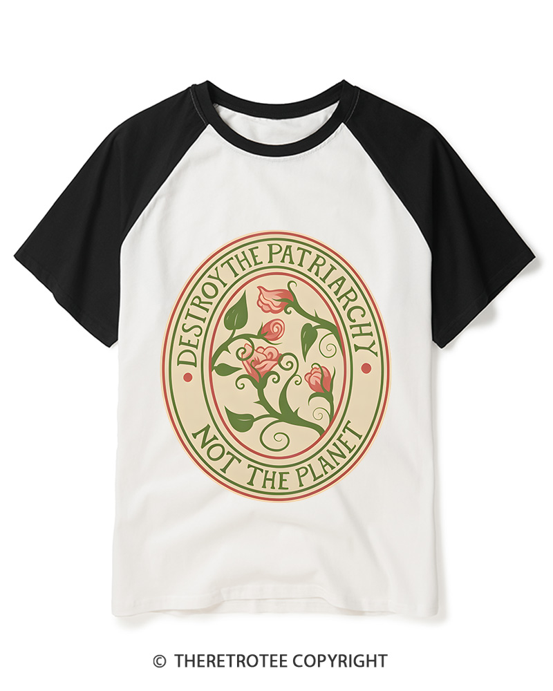 TheRetroTee Destroy The Patriarchy Raglan Baseball T-Shirt