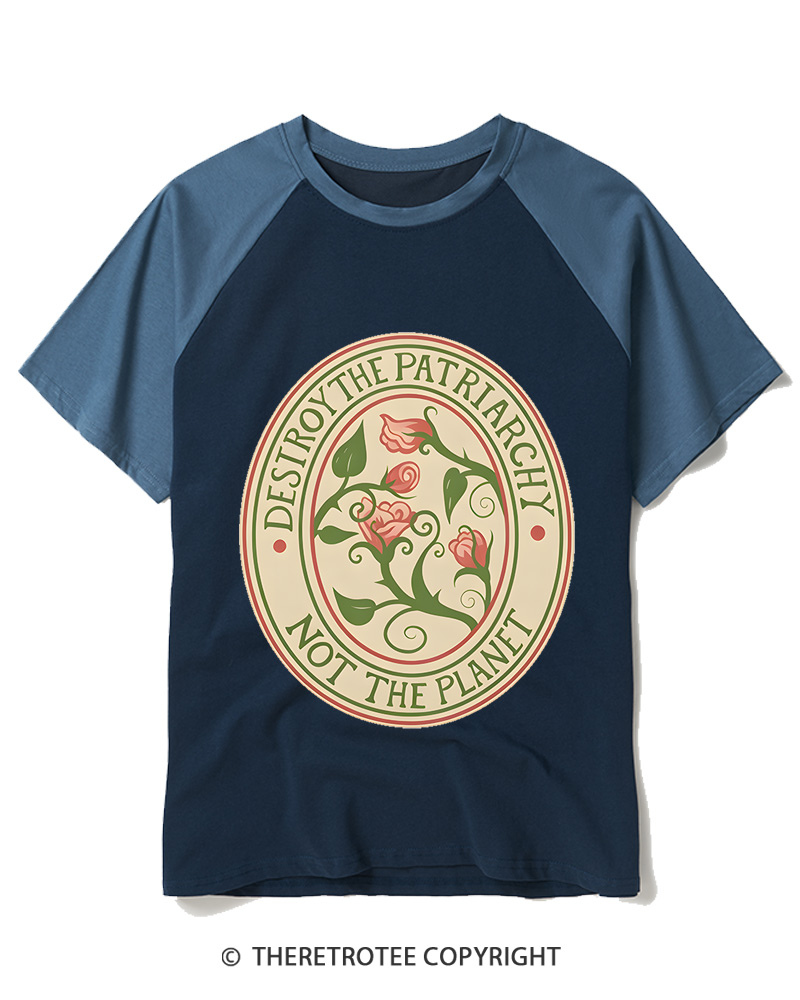 TheRetroTee Destroy The Patriarchy Raglan Baseball T-Shirt