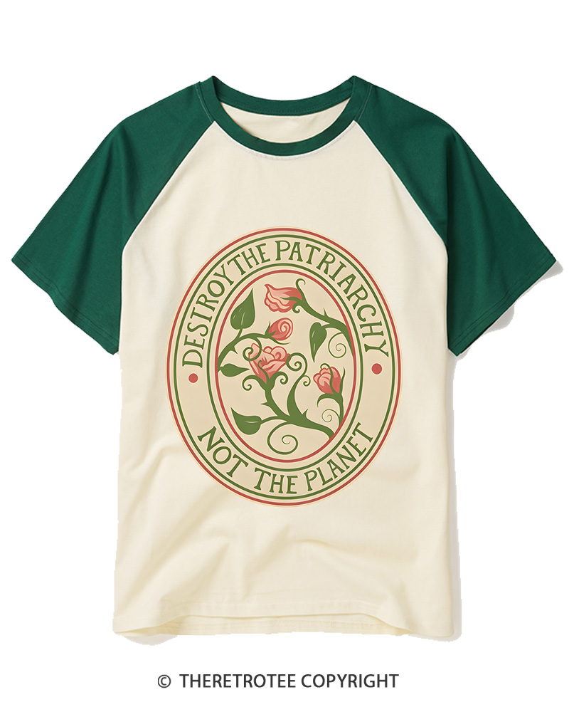 TheRetroTee Destroy The Patriarchy Raglan Baseball T-Shirt