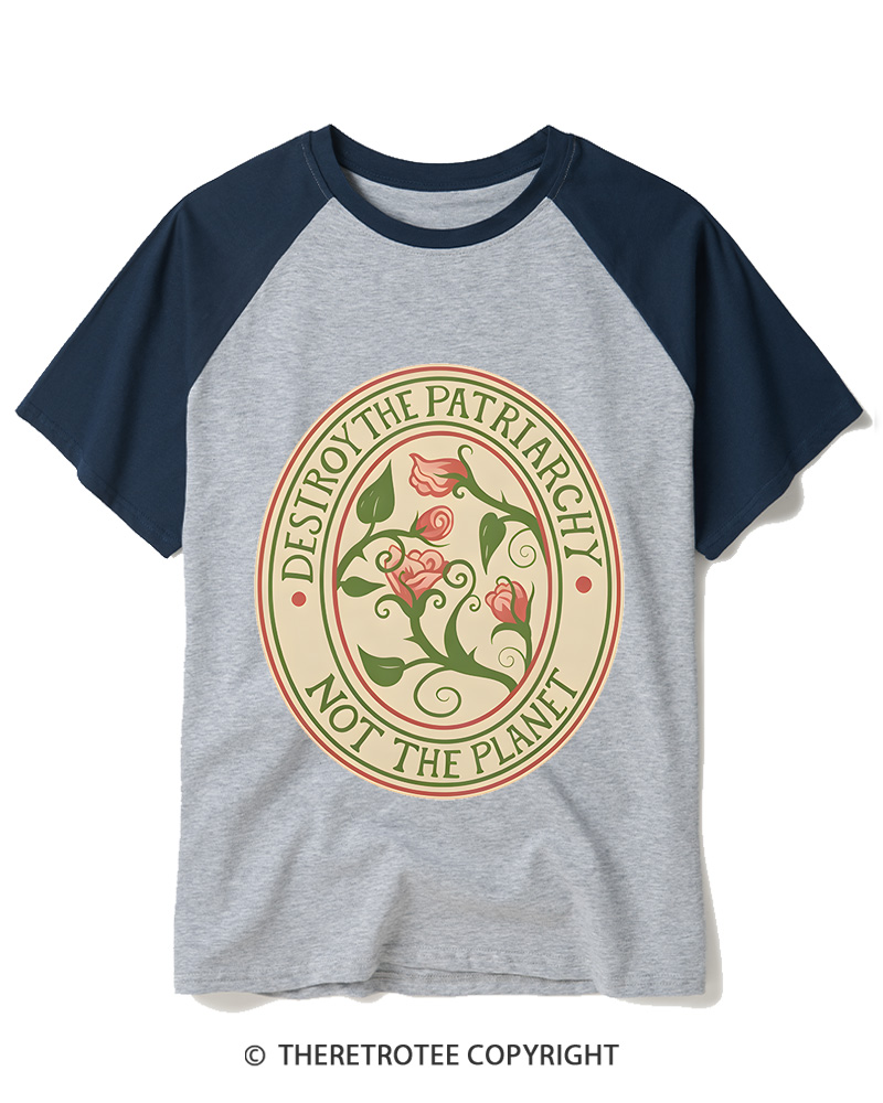 TheRetroTee Destroy The Patriarchy Raglan Baseball T-Shirt