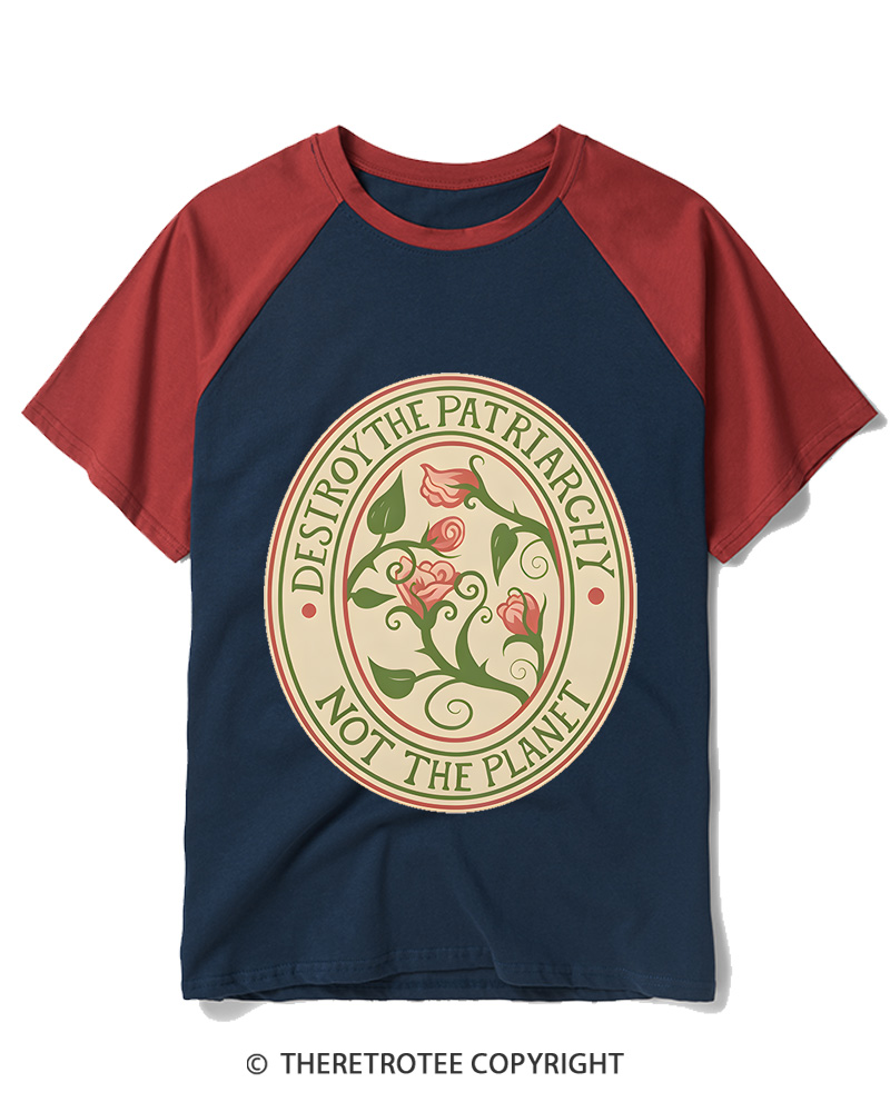 TheRetroTee Destroy The Patriarchy Raglan Baseball T-Shirt