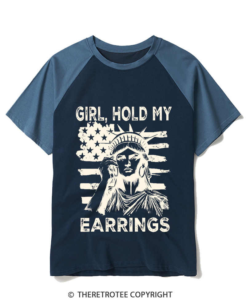 TheRetroTee Girl, Hold My Earrings 1886 Raglan Baseball T-Shirt