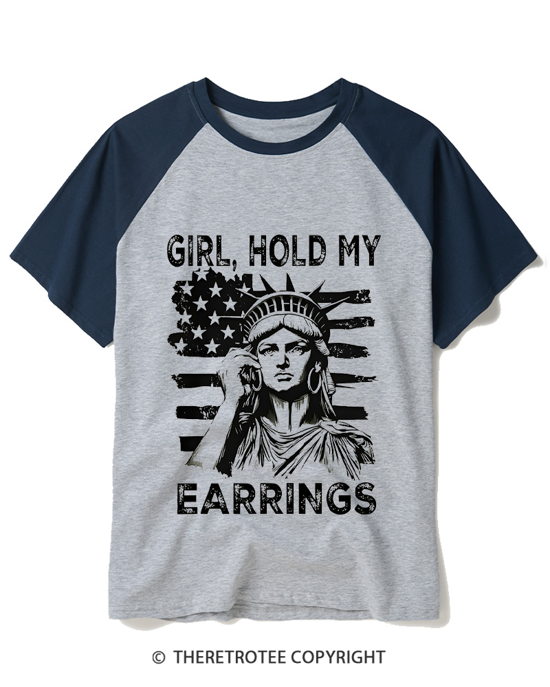 TheRetroTee Girl, Hold My Earrings 1886 Raglan Baseball T-Shirt