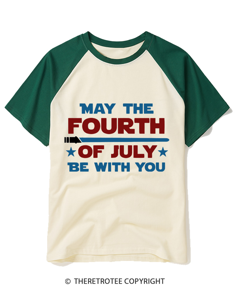 TheRetroTee May The Fourth Be With You 1970s Raglan Baseball T-Shirt