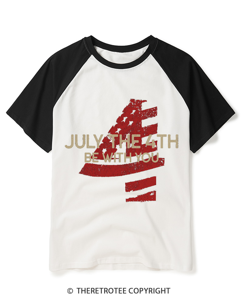 TheRetroTee July The 4th Be With You 1970s Raglan Baseball T-Shirt