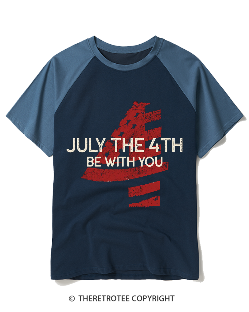 TheRetroTee July The 4th Be With You 1970s Raglan Baseball T-Shirt