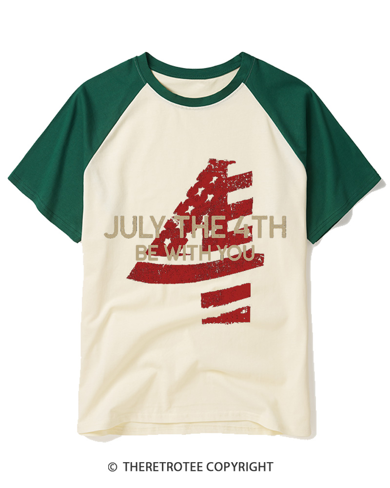 TheRetroTee July The 4th Be With You 1970s Raglan Baseball T-Shirt