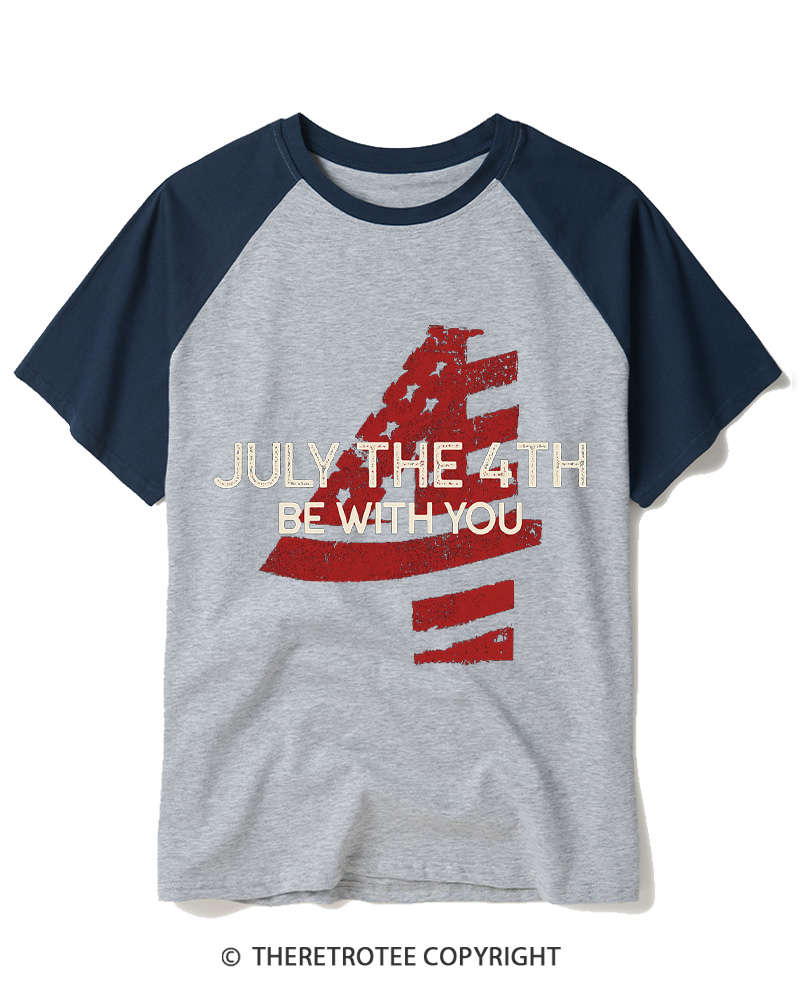 TheRetroTee July The 4th Be With You 1970s Raglan Baseball T-Shirt