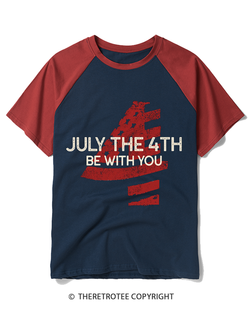 TheRetroTee July The 4th Be With You 1970s Raglan Baseball T-Shirt