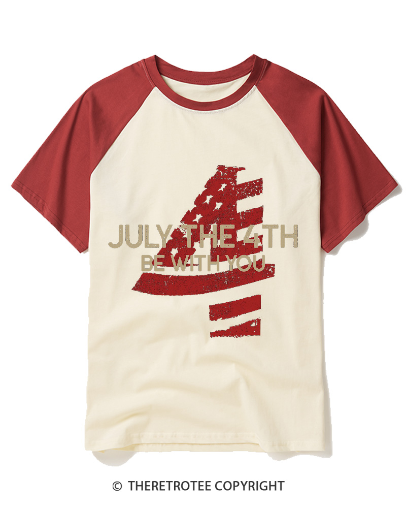 TheRetroTee July The 4th Be With You 1970s Raglan Baseball T-Shirt