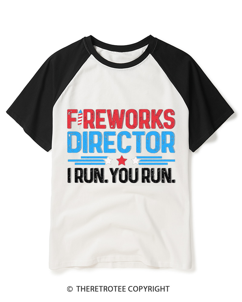 TheRetroTee Fireworks Directo  1776 Raglan Baseball T-Shirt