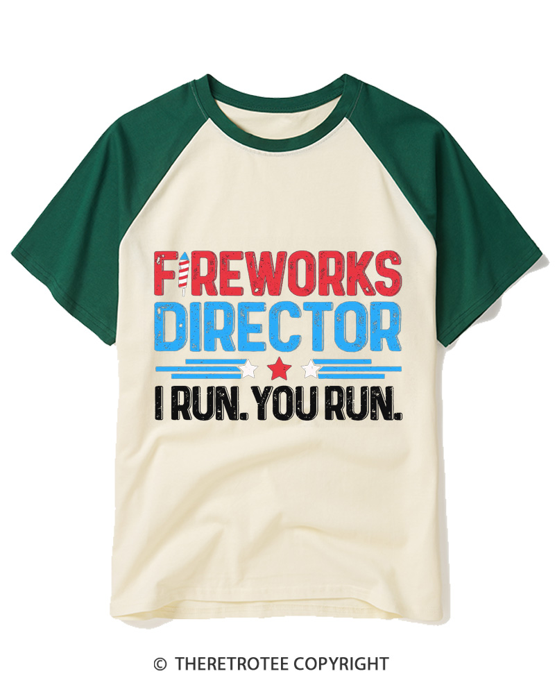 TheRetroTee Fireworks Directo  1776 Raglan Baseball T-Shirt