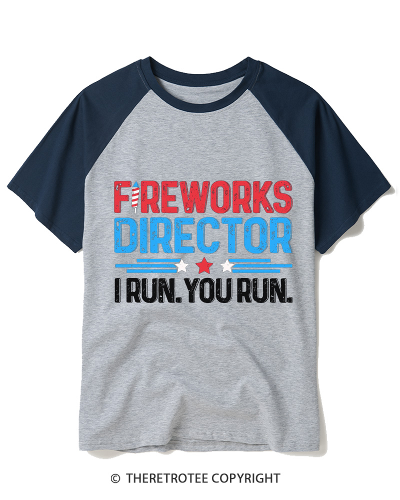 TheRetroTee Fireworks Directo  1776 Raglan Baseball T-Shirt