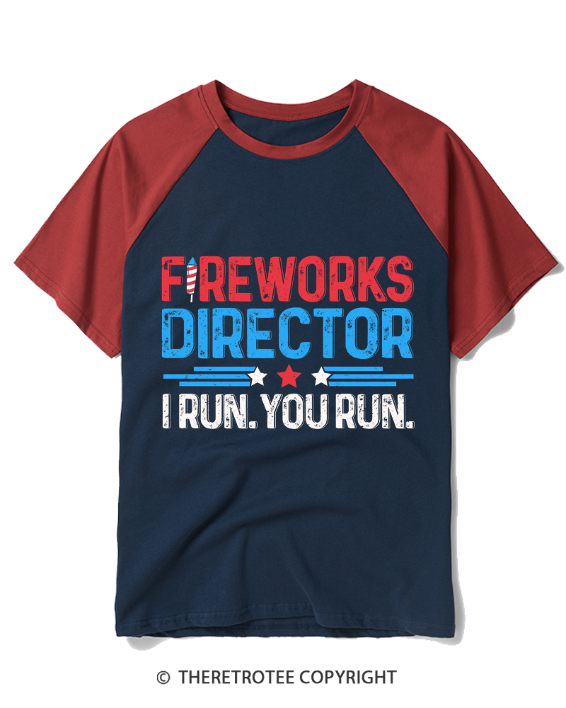 TheRetroTee Fireworks Directo  1776 Raglan Baseball T-Shirt