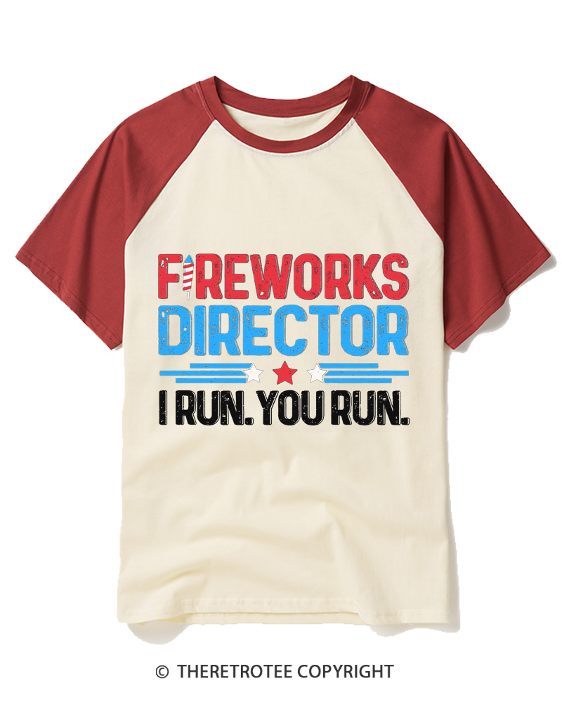 TheRetroTee Fireworks Directo  1776 Raglan Baseball T-Shirt