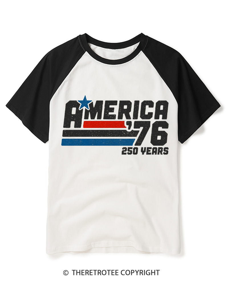 TheRetroTee America 76 250 Years Raglan Baseball T-Shirt