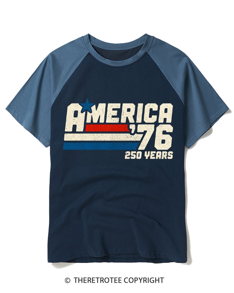 TheRetroTee America 76 250 Years Raglan Baseball T-Shirt