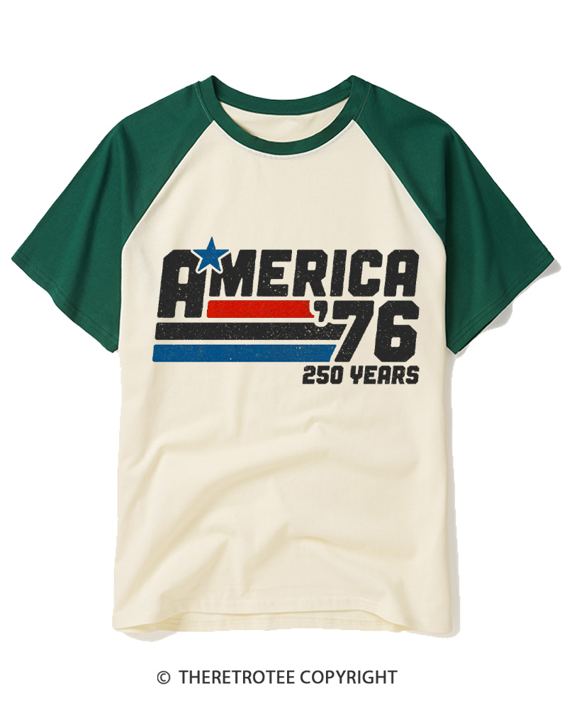 TheRetroTee America 76 250 Years Raglan Baseball T-Shirt
