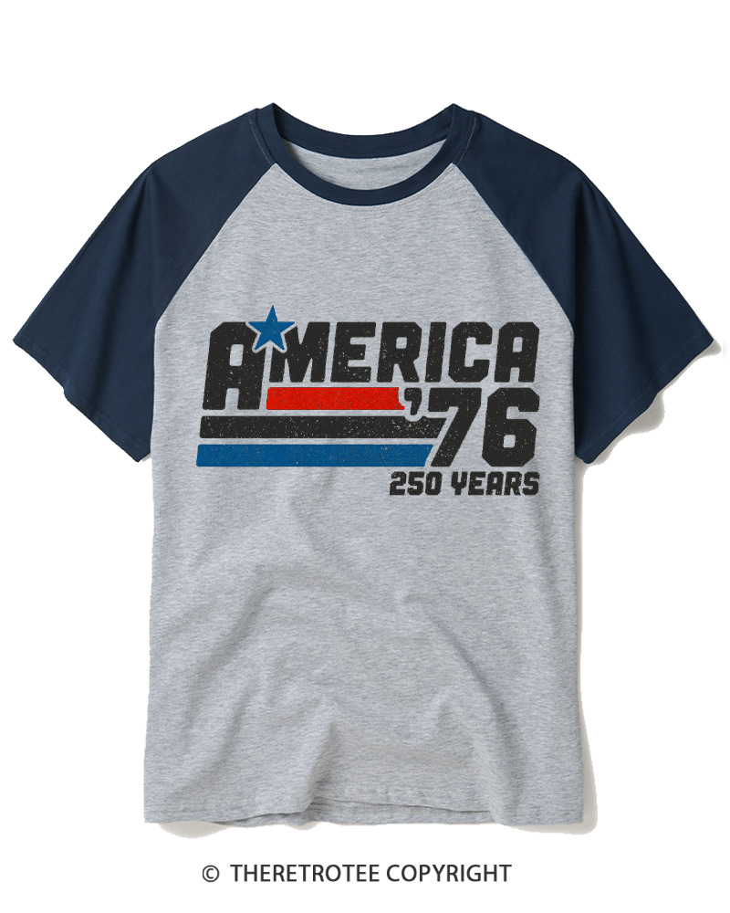 TheRetroTee America 76 250 Years Raglan Baseball T-Shirt