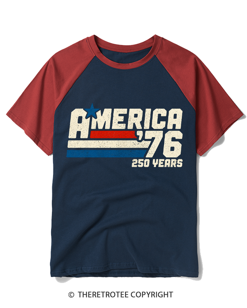 TheRetroTee America 76 250 Years Raglan Baseball T-Shirt