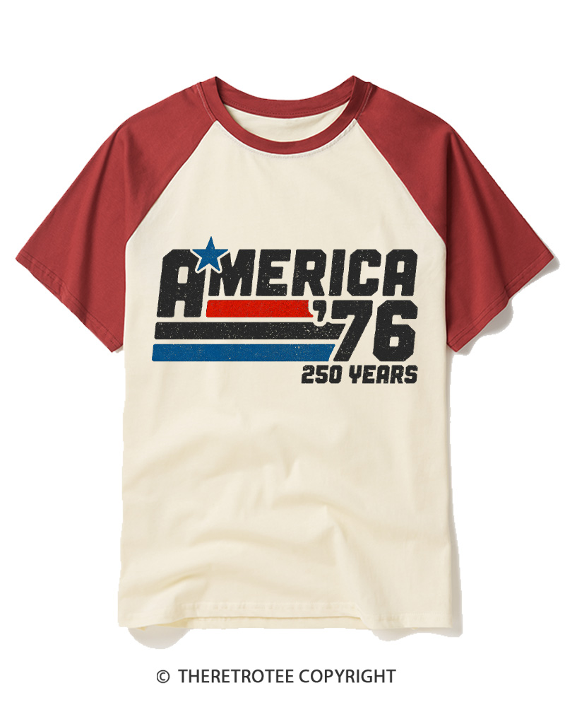 TheRetroTee America 76 250 Years Raglan Baseball T-Shirt
