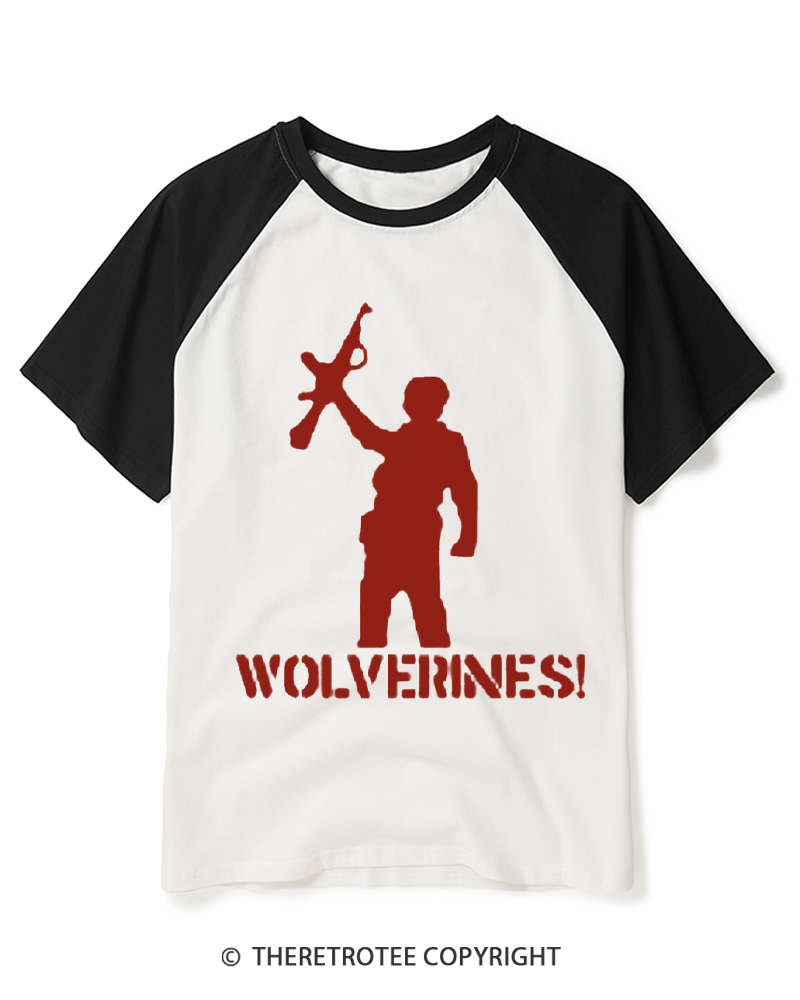TheRetroTee Wolverines! 1980s Raglan Baseball T-Shirt