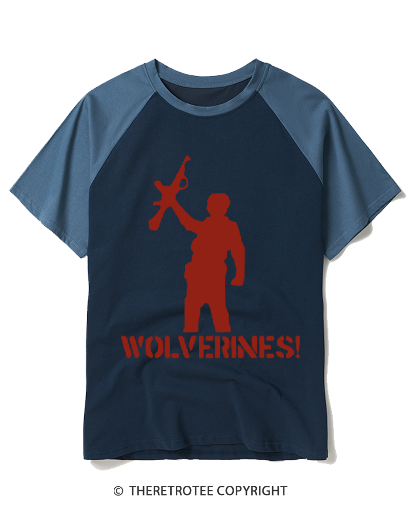 TheRetroTee Wolverines! 1980s Raglan Baseball T-Shirt