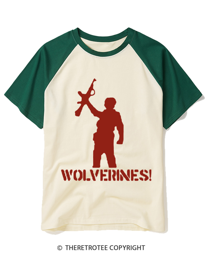TheRetroTee Wolverines! 1980s Raglan Baseball T-Shirt