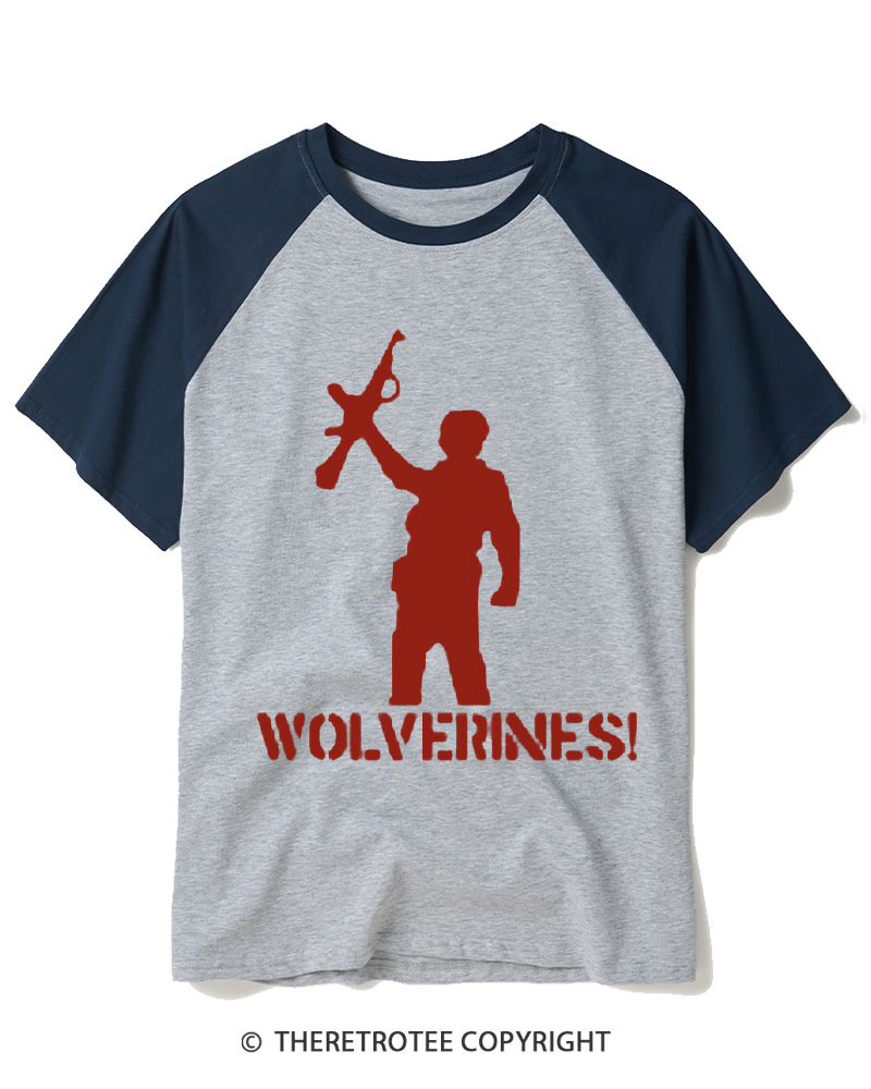 TheRetroTee Wolverines! 1980s Raglan Baseball T-Shirt