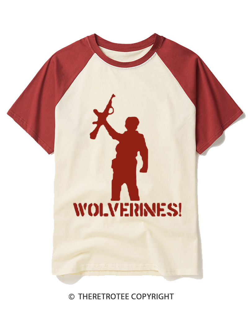 TheRetroTee Wolverines! 1980s Raglan Baseball T-Shirt